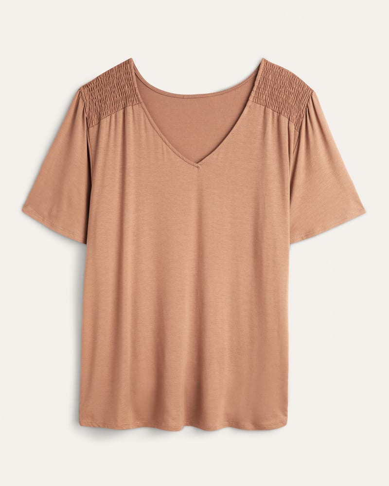 Front of plus size Melissa Smocked-Shoulder Top by Molly&Isadora | Dia&Co | dia_product_style_image_id:176130